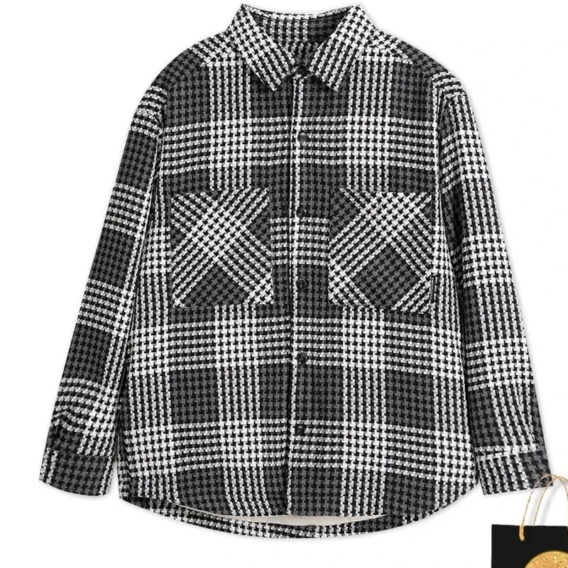 【翻领羽绒服】7098-格子男韩版潮流休保暖羽绒服W