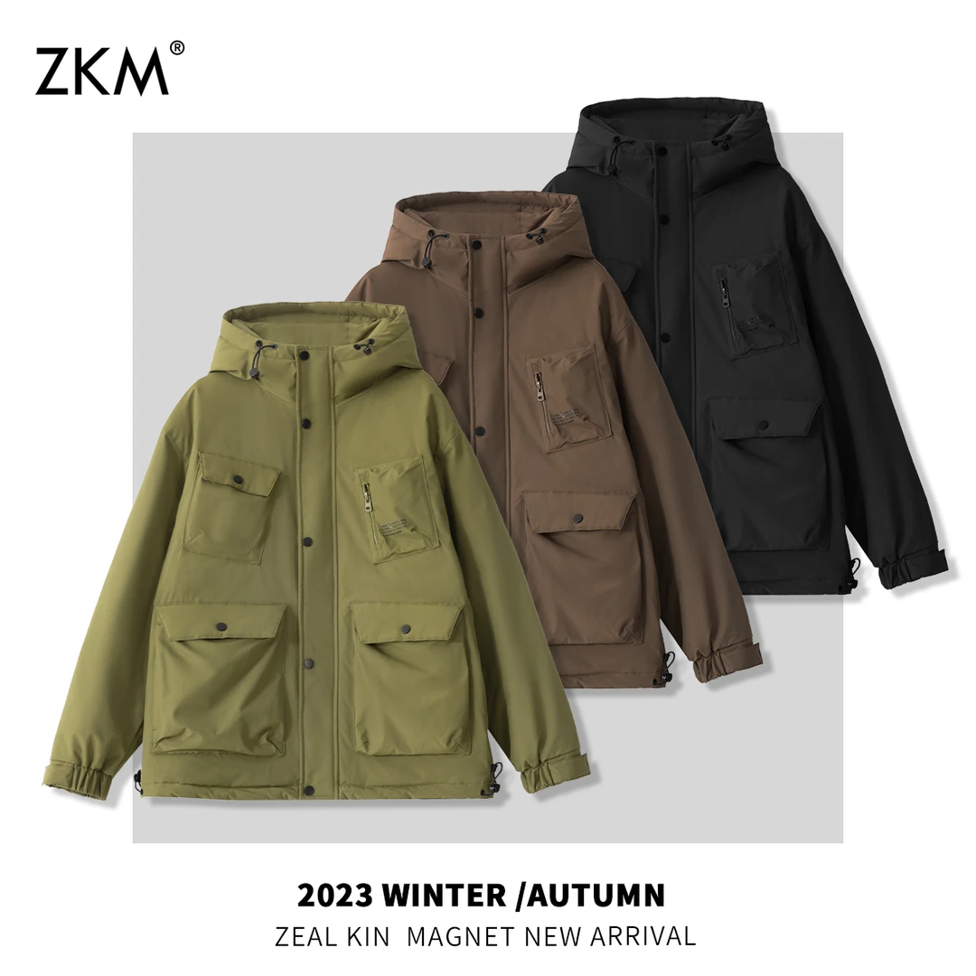 【国标羽绒服】冬季防风防水保暖情侣款连帽工装羽绒服-922