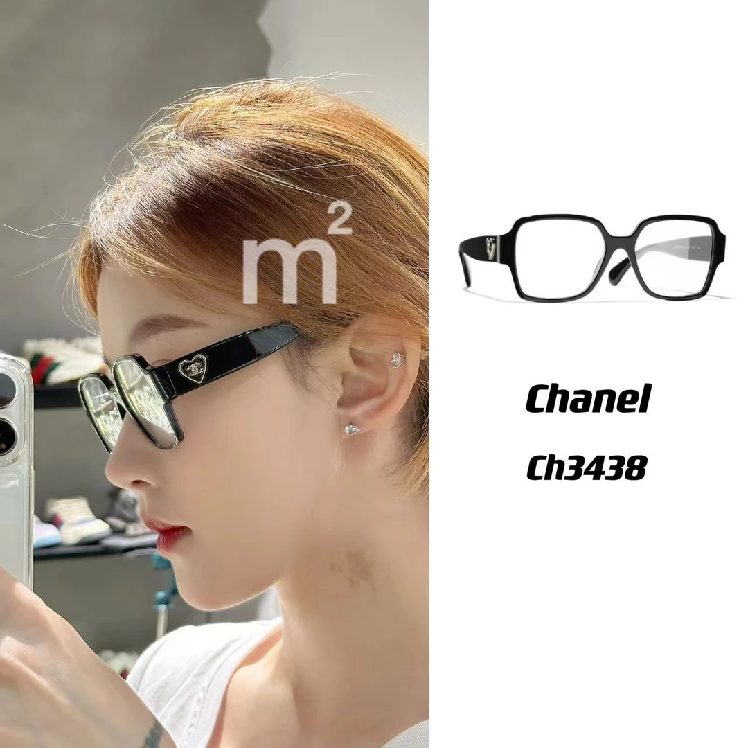 未使用 Chanel/香奈儿  黑色徽标爱心logo女士光学眼镜平光镜