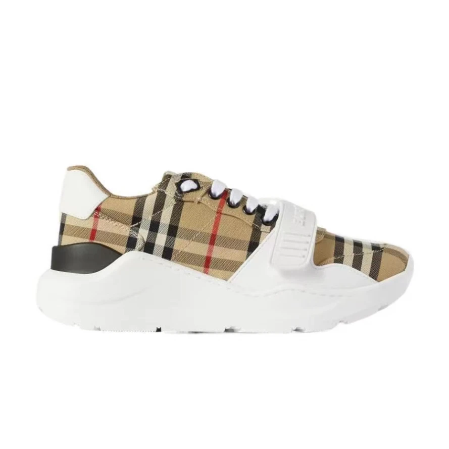 断码特价/37.5码 Burberry 经典格纹魔术贴字母女士老爹鞋运动鞋