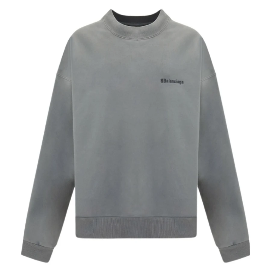 全新未使用 Balenciaga/巴黎世家  徽标logo灰色做旧宽松圆领卫衣