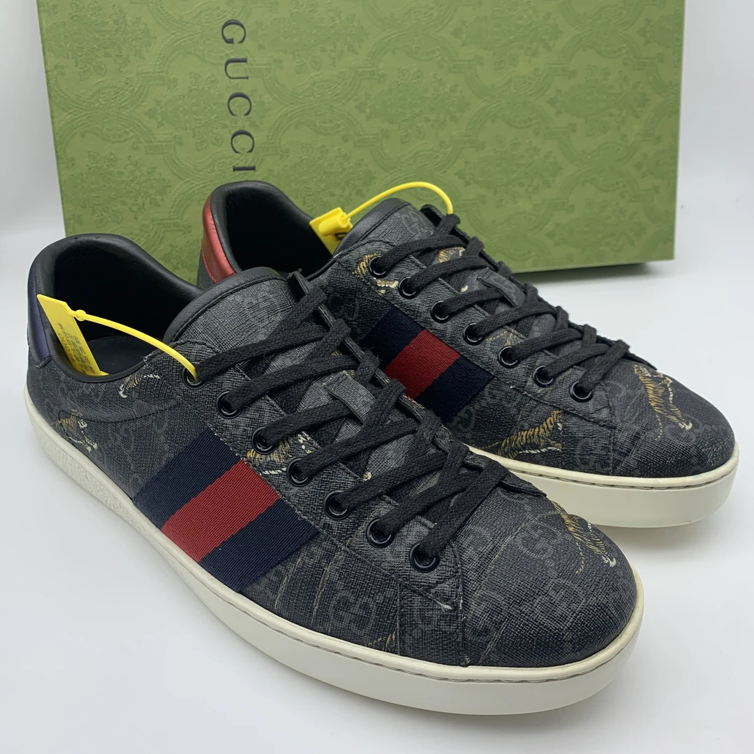 95新 GUCCI/古驰 40欧码 二手男士双G老虎印花休闲时尚百搭板鞋