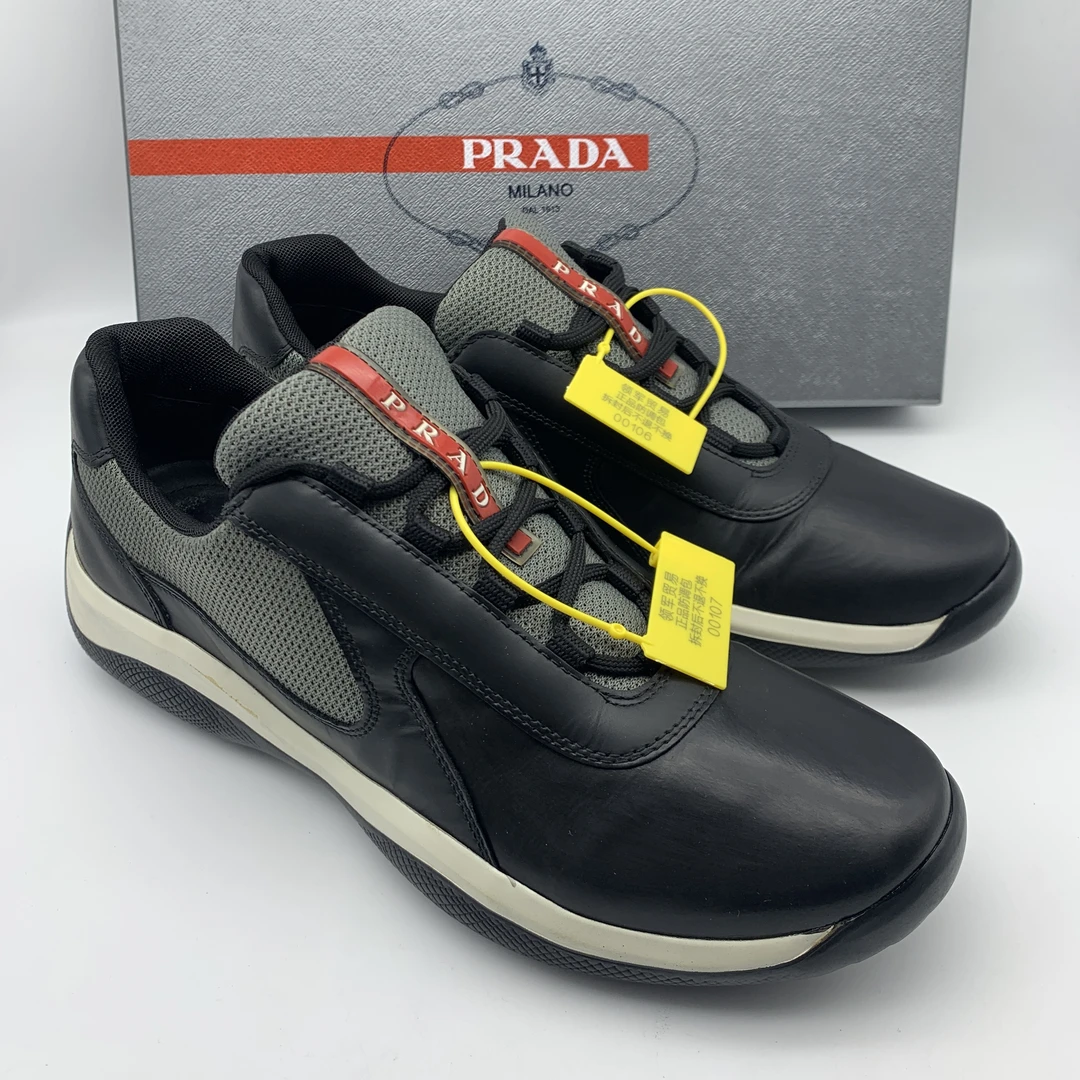 Prada/普拉达二手黑灰拼接色舒适低帮运动鞋/成色自定义41码