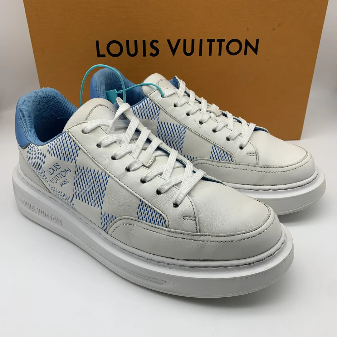 95新 LouisVuitton/路易威登 二手白蓝拼接时尚休闲鞋/39.5欧码
