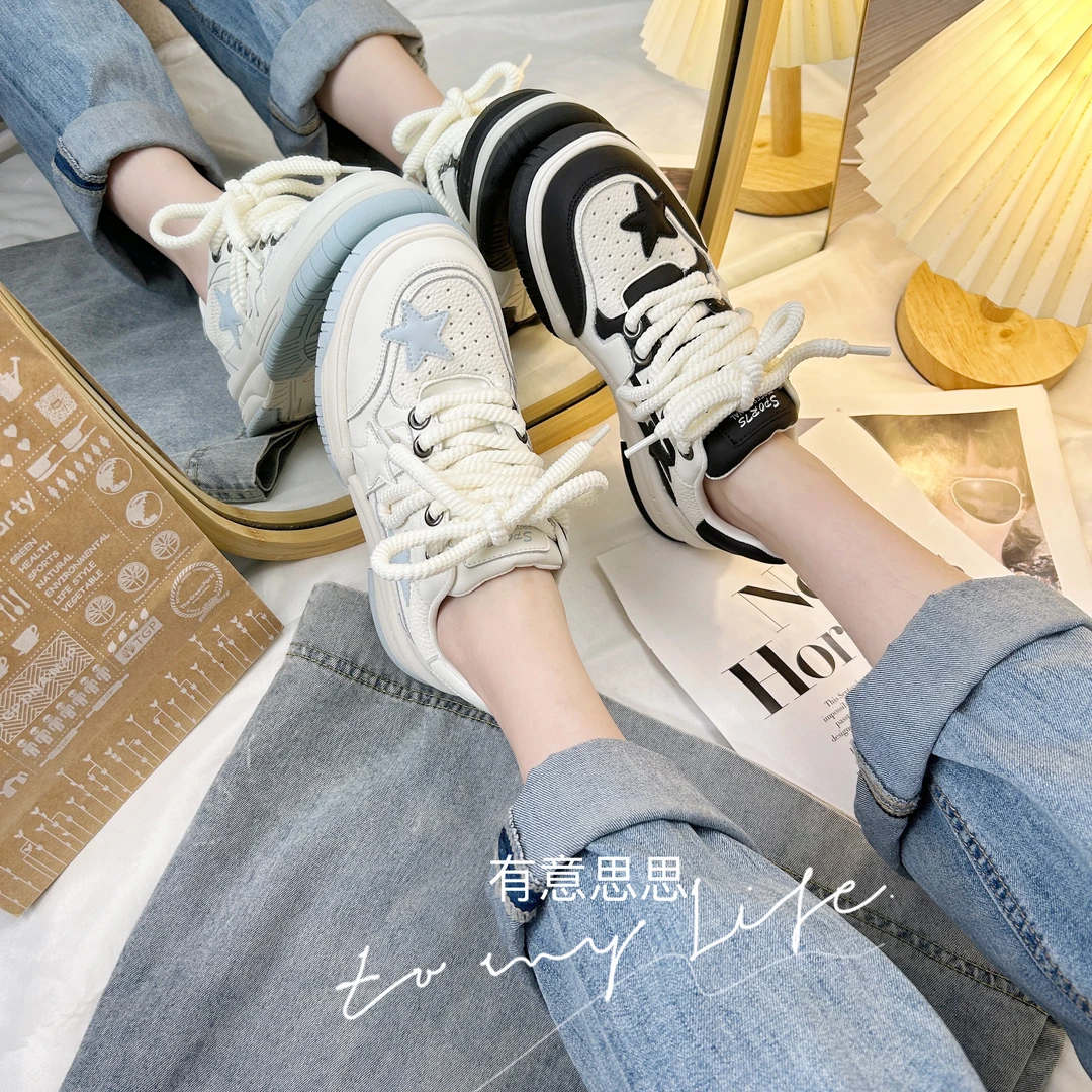 【思思严选】—‘星空’超轻的时尚厚底百搭休闲运动系带板鞋休闲鞋