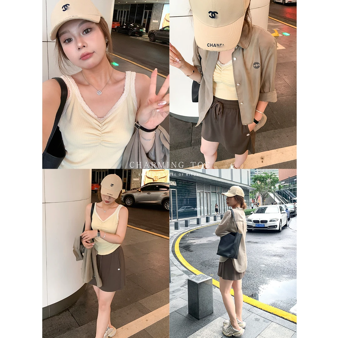 脚趾筋夏季"妮妮背心''微胖mm显瘦显身材内搭外穿遮副乳吊带背心