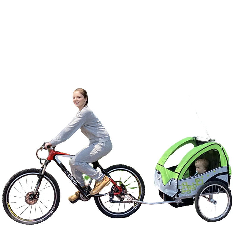 新款多功能亲子户外儿童自行车拖车可折叠双人婴儿宝宝手推车