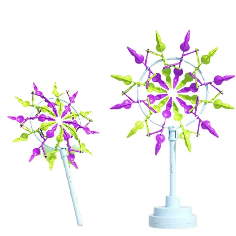 新款户外萝卜风车裸眼3D太阳花风车 手工diy手持七彩回旋转