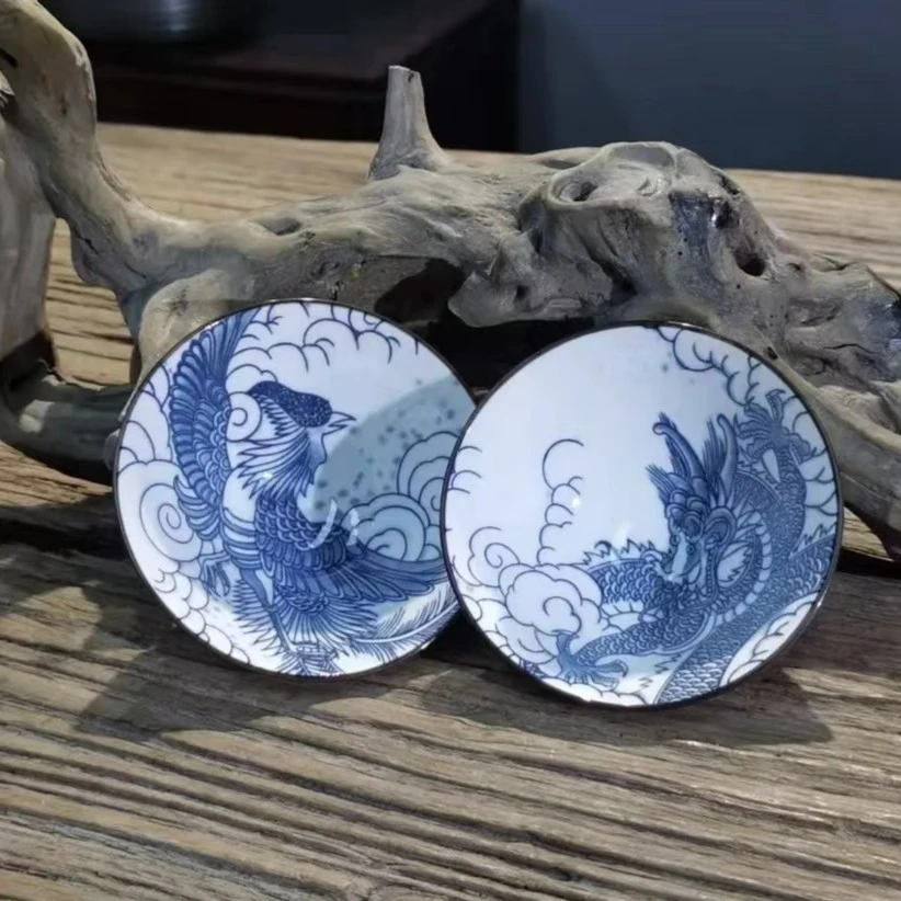 青花瓷斗笠龙凤主人杯功夫茶具