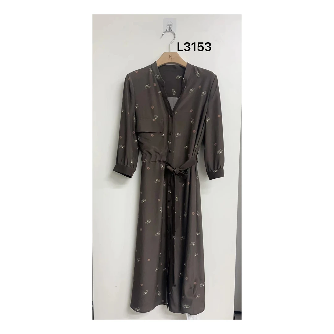 【03双绉印花】新款桑蚕丝时尚连衣裙 MH-L3153