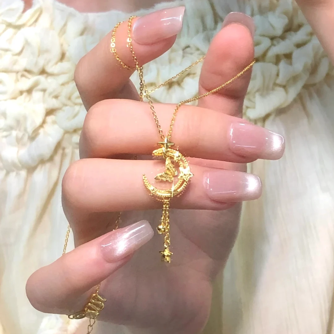 钛钢项链  高级感灵动星月蝴蝶项链女款超仙精致百搭不掉色锁骨链