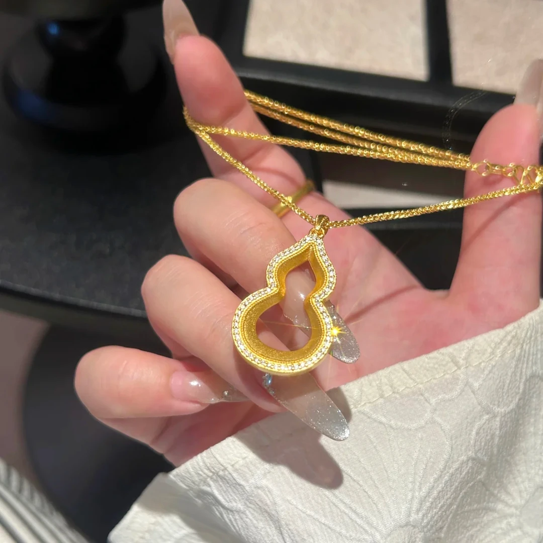 JIN BAI ZHENG 钛钢项链 新中式福禄葫芦项链女士精致百搭锁骨链