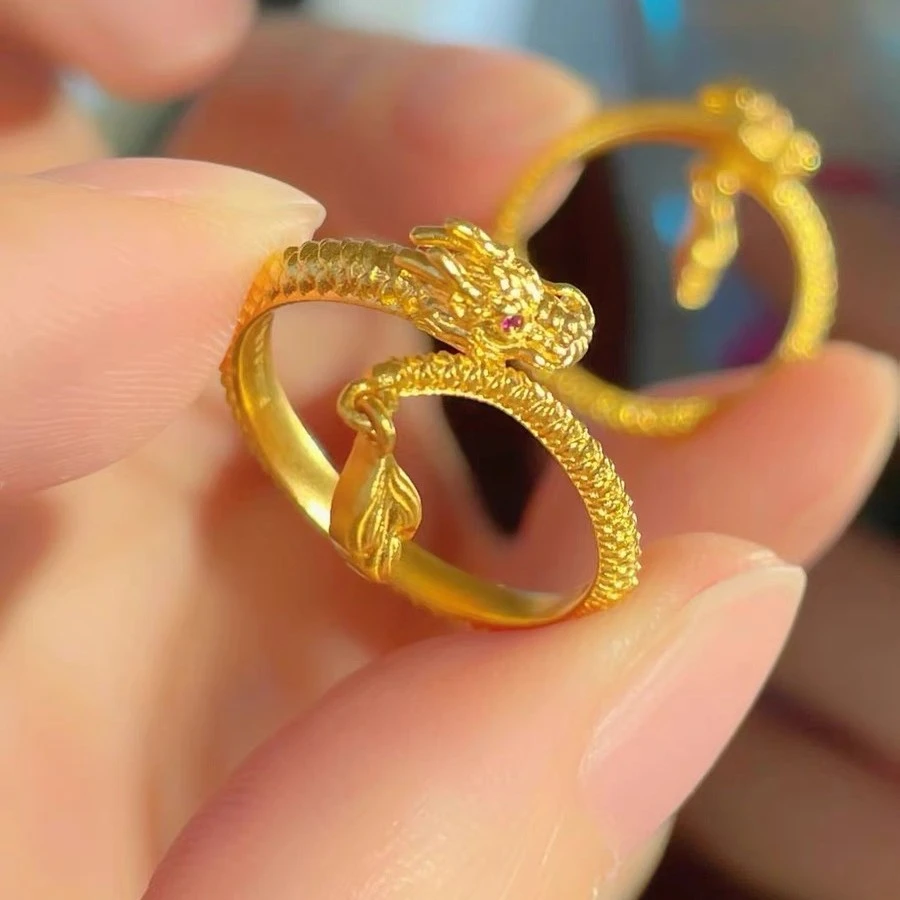 钛钢戒指 不掉色神龙摆尾戒指灵动摇摆龙尾指环生肖龙本命年礼物