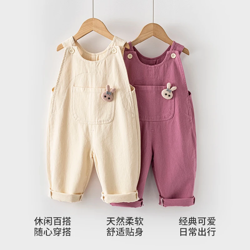 宝宝背带裤春秋款1一5岁可爱小兔婴儿休闲裤女童秋季裤子洋气5961