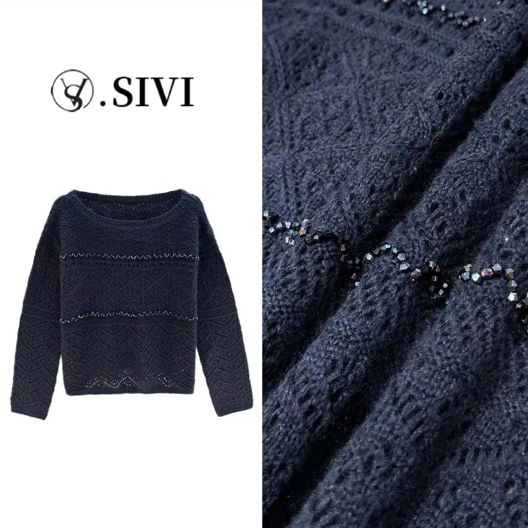 熙薇重工欧货毛衣【初秋傍晚】2024早秋新款百搭时尚休闲上衣F6122