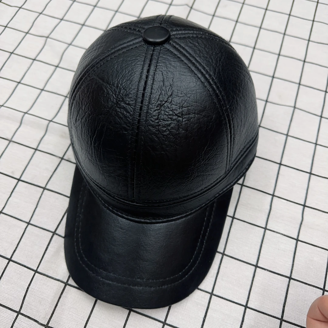 男士牛皮帽子保暖护耳