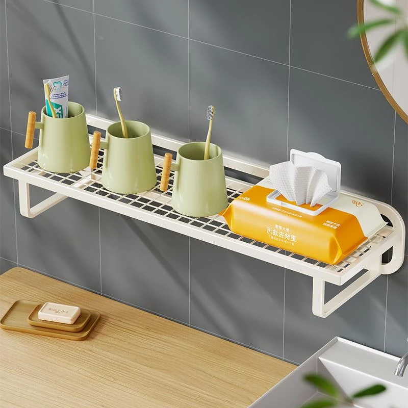 牙杯收纳架洗漱台墙面电动牙刷储物浴室免打孔铁艺洗漱品整理架子