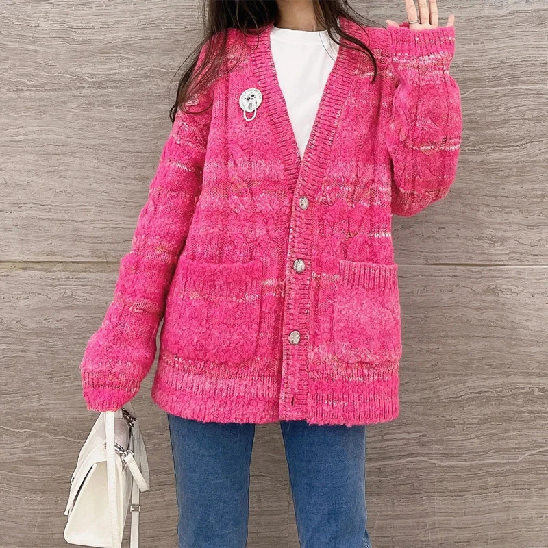 商场同款2025秋冬新款慵懒风宽松加厚款针织开衫短外套女5499228