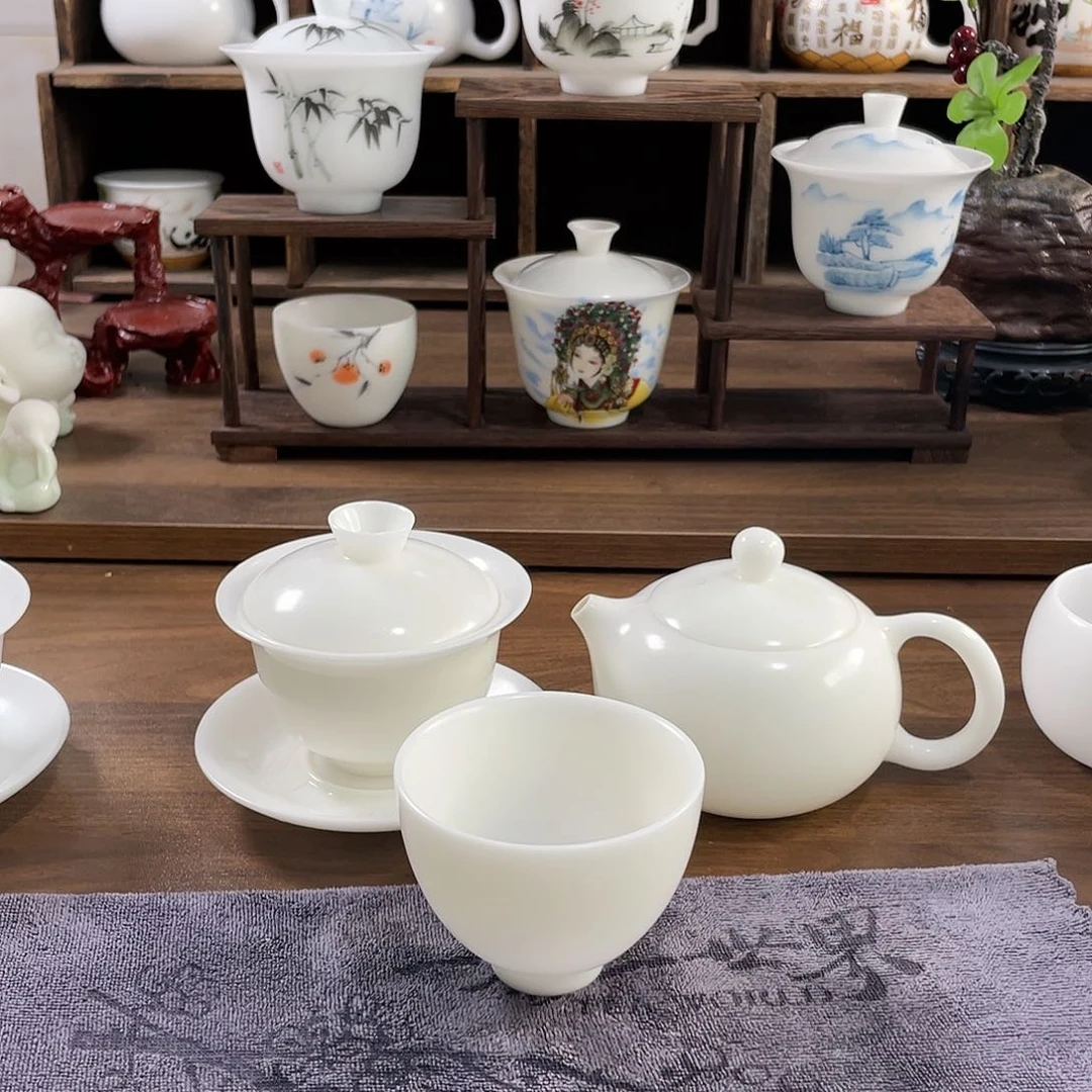 【闪购商品】杨****亲璞玉高冰盖碗 加壶送杯子