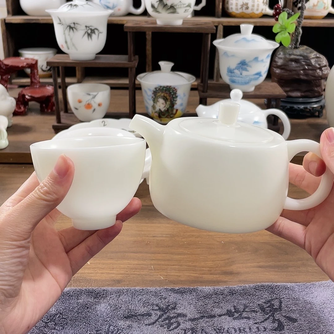 【闪购商品】意*璞玉高冰凤鸣井栏壶送杯子