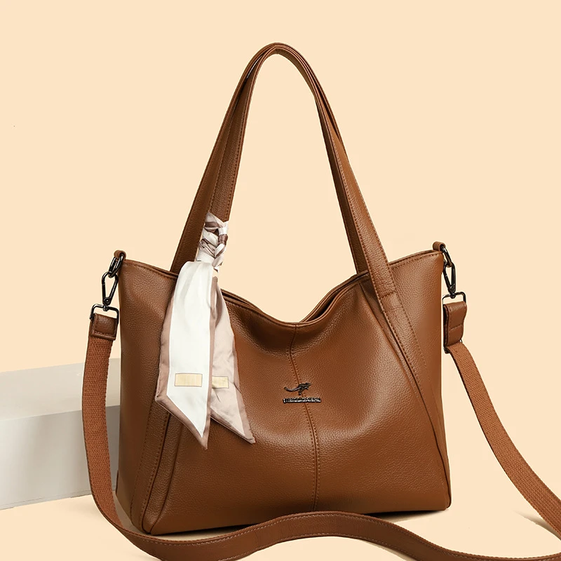 新款真皮时尚手提包2025新款大容量通勤中年妈妈包大气单肩斜挎包