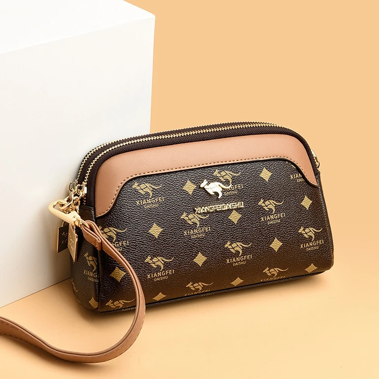 香菲袋鼠真皮女包中年妈妈包时尚新款百搭软皮时尚手提单肩斜挎包