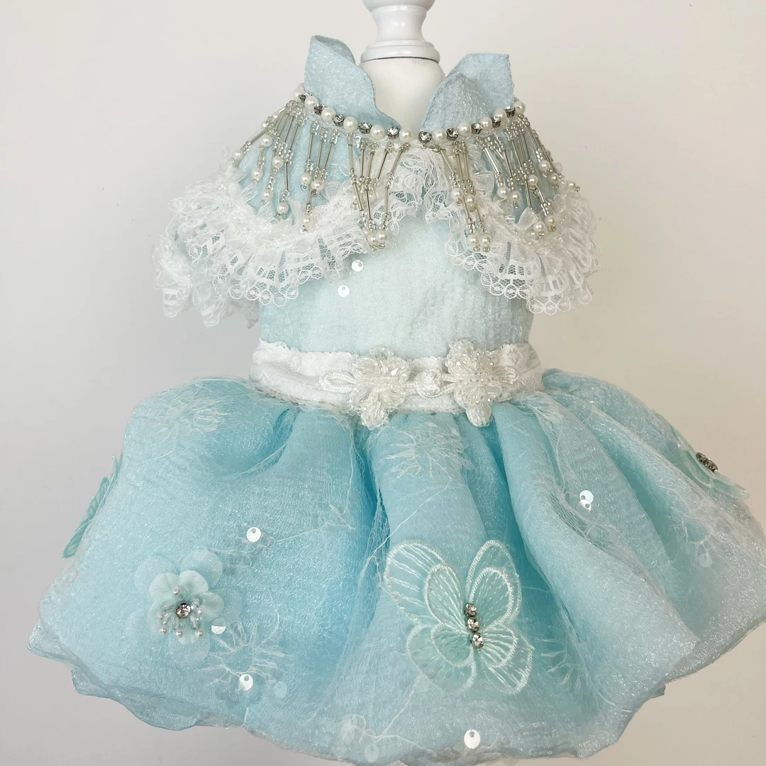 新中式的宠物重工蓬蓬连衣裙宠物手工定制礼服约克夏马尔济斯