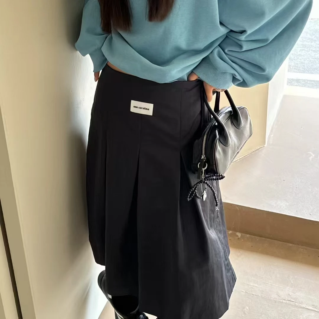 秋季新款韩系设计时尚百搭压褶半裙91108