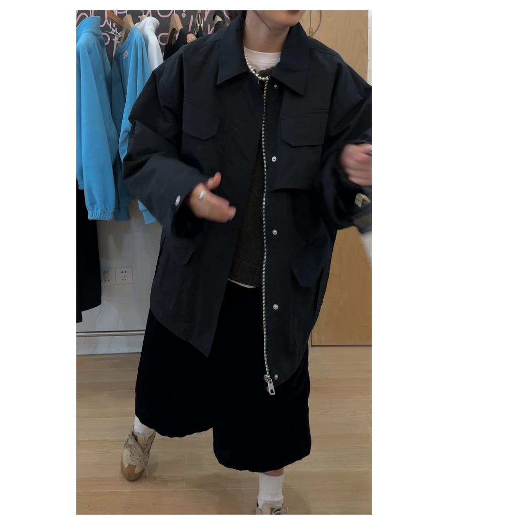 秋季新款韩系设计款潮流翻领宽松休闲时尚外套91202