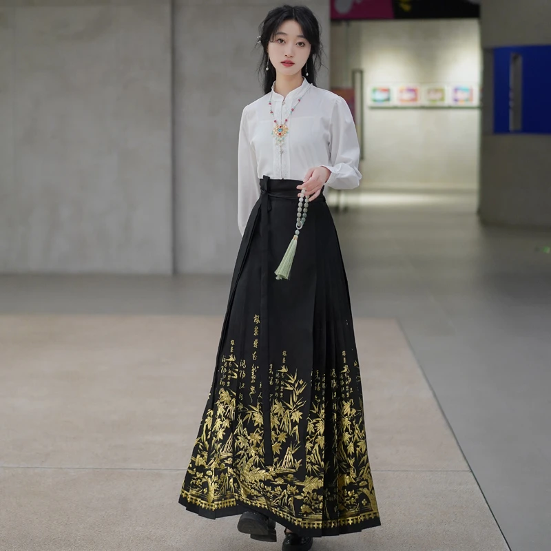 【竹影】马面裙原创汉服新中式明制妆花中国风四季款