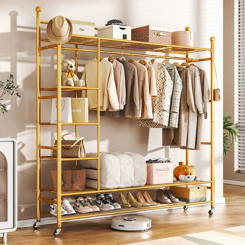 简易衣架落地轻奢立式房间挂衣架子网红衣帽架卧室家用晾衣架轻奢