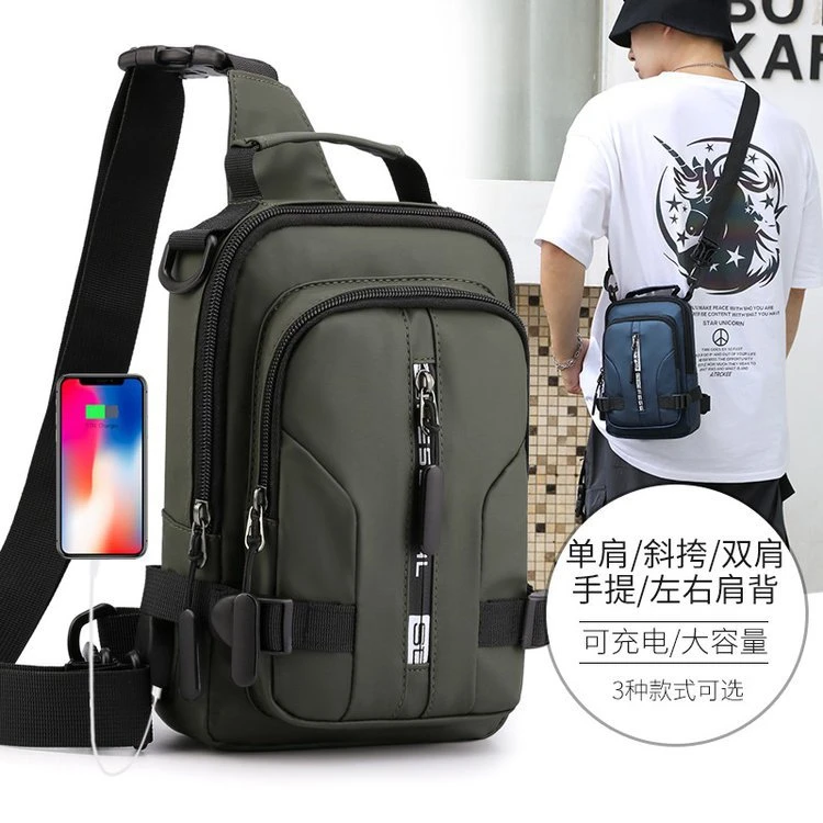 新款战术包单肩胸包USB线胸包带水壶套胸包IPAD斜挎包户外斜跨包