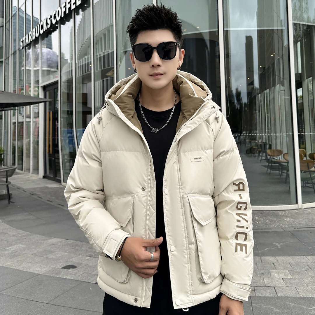 8512#冬季男士休闲百搭短款连帽时尚保暖外套(非标)
