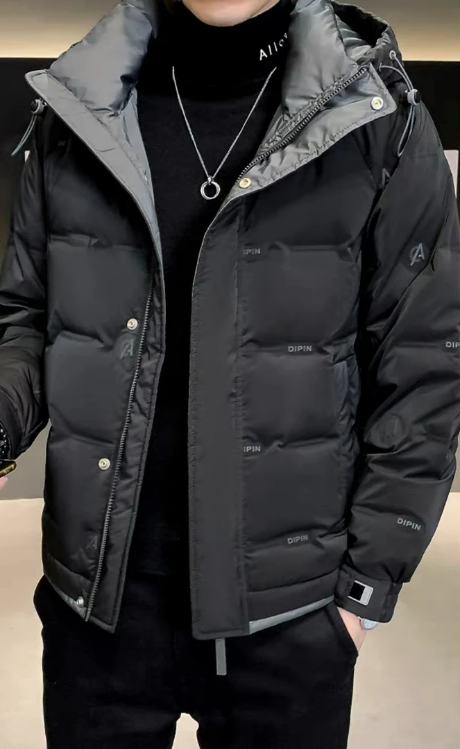 555#冬季男士休闲连帽短款轻薄外套