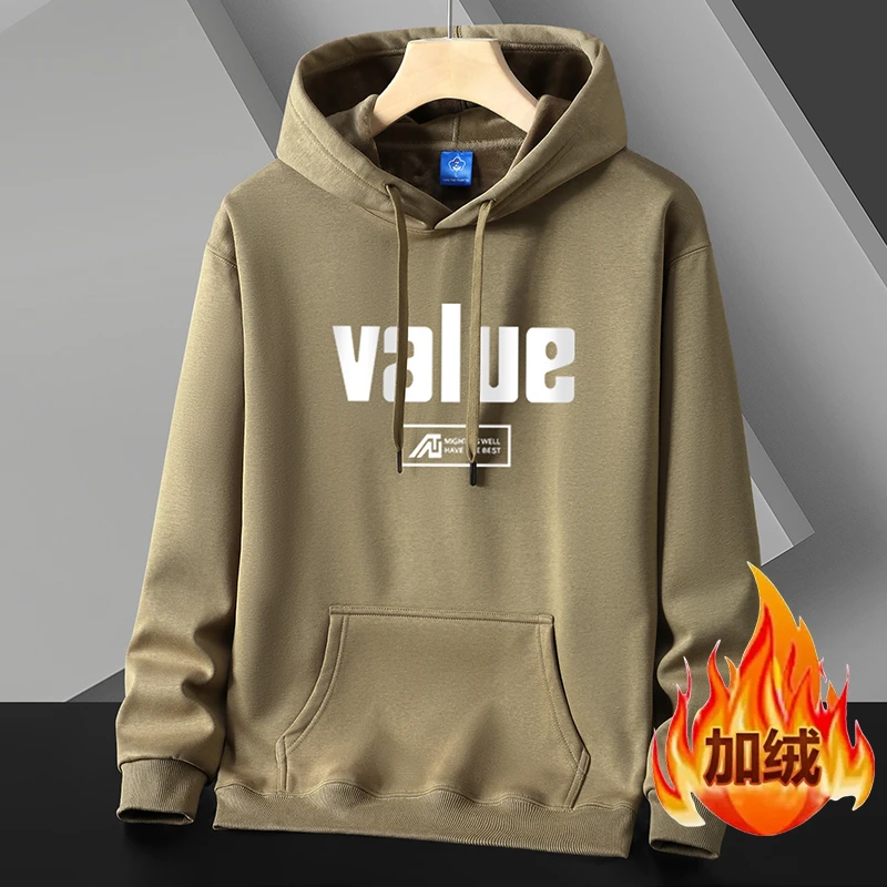 秋冬季纯棉加绒卫衣男连帽青少年学生情侣装休闲运动宽松帽衫上衣