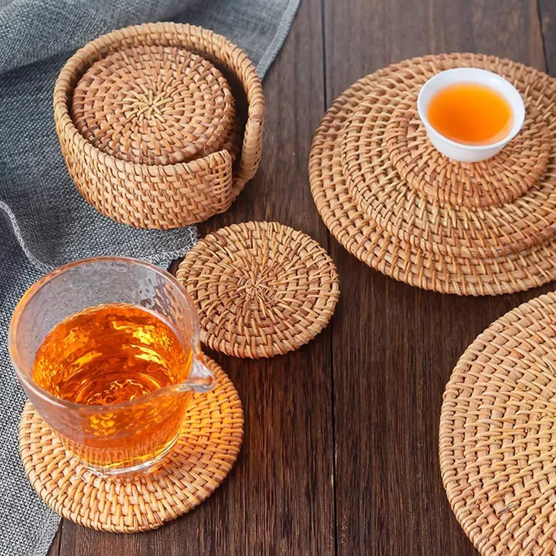 日式藤编隔热杯垫茶杯垫壶承垫茶垫垫子壶垫锅垫碗垫餐桌垫防烫垫