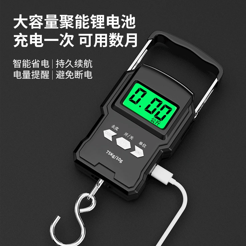 高精度手提买菜电子秤小型快递称手提称家用钩吊勾弹簧行李称鱼器