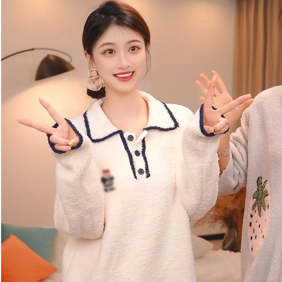 板栗小姐 【可爱小熊X】新品秋冬软绵绵长袖宽松套装家居服