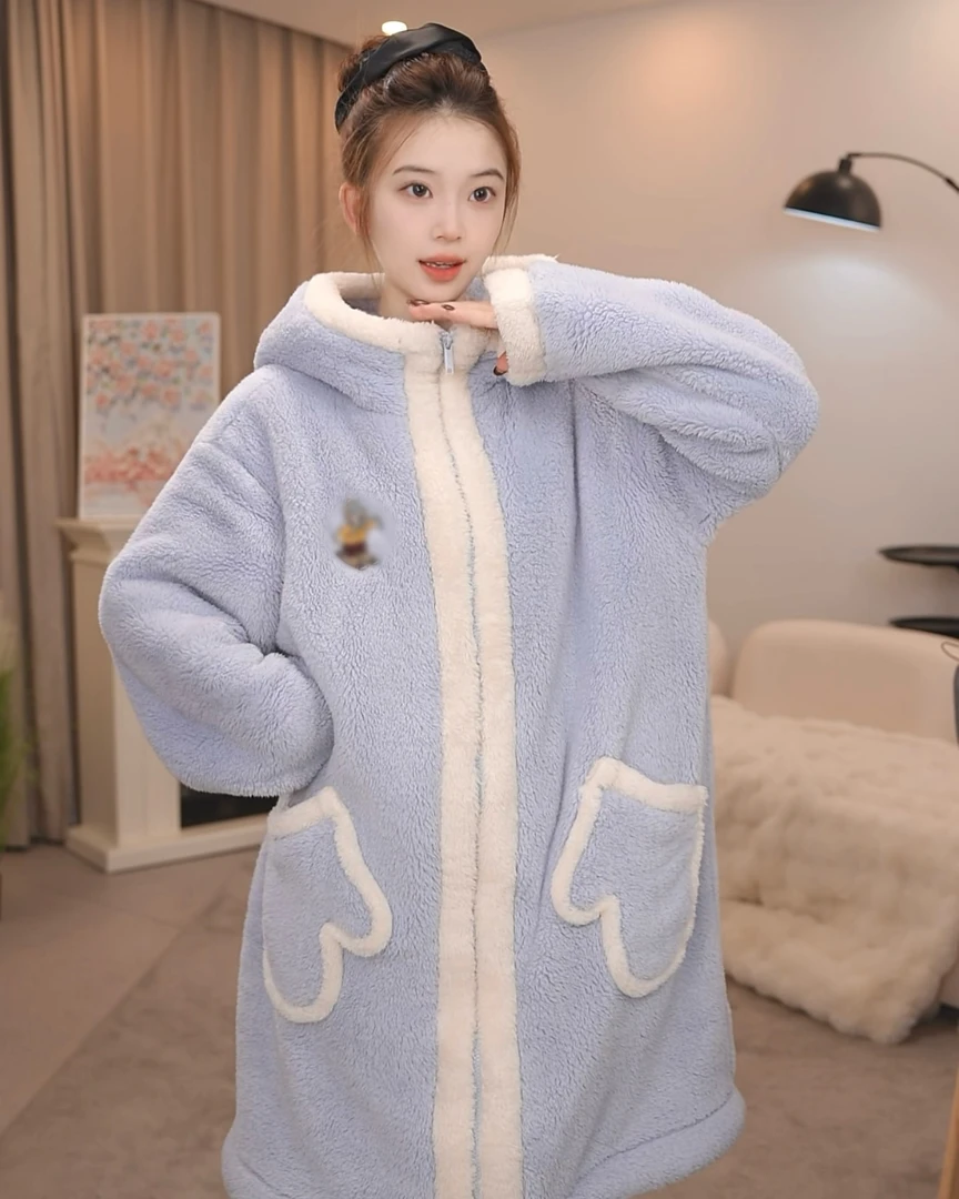 板栗小姐【暖冬】新品秋冬软绵绵加绒长袖长裤宽松加厚套装女家居服