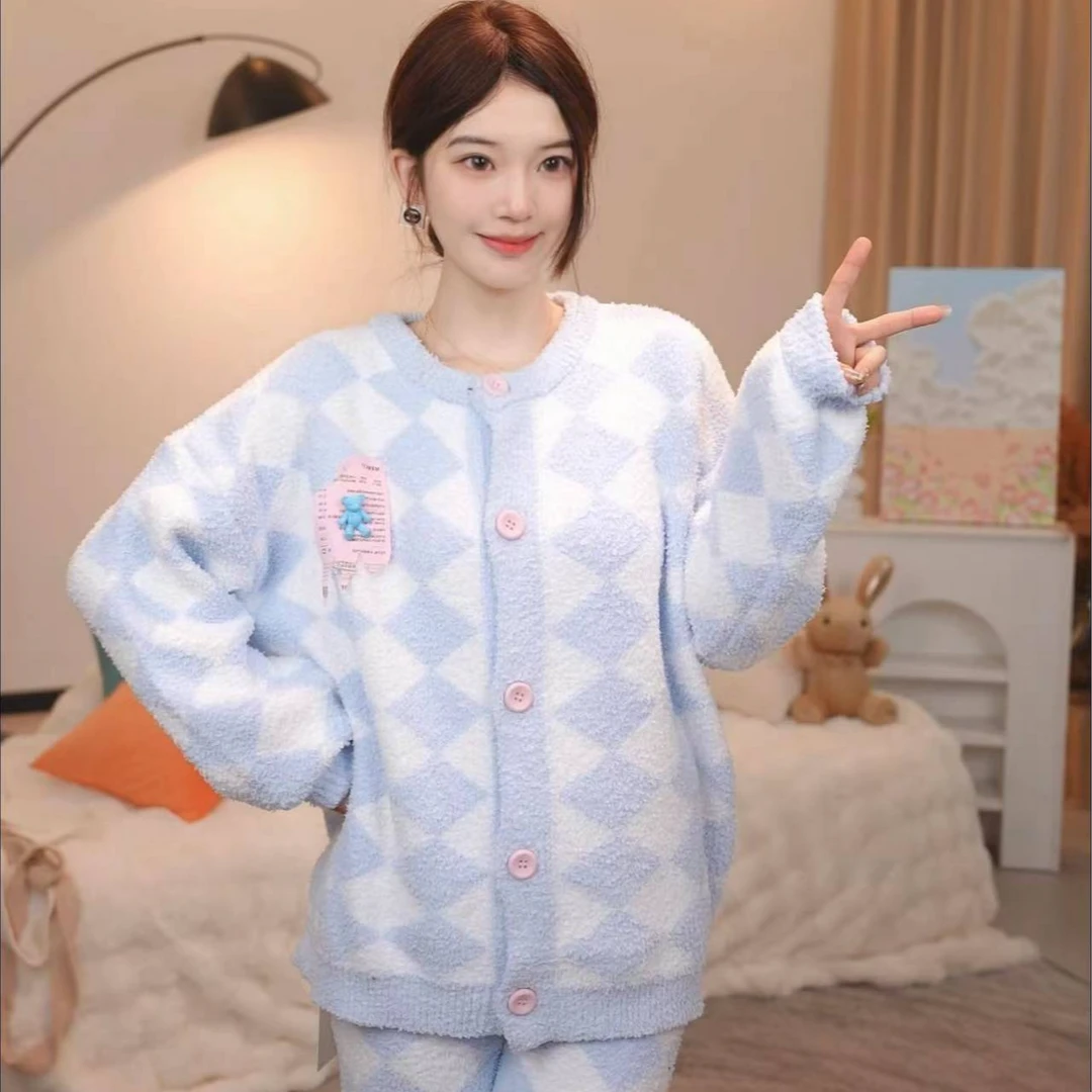 板栗小姐 【月白】新品秋冬软绵绵长袖长裤宽松套装家居服