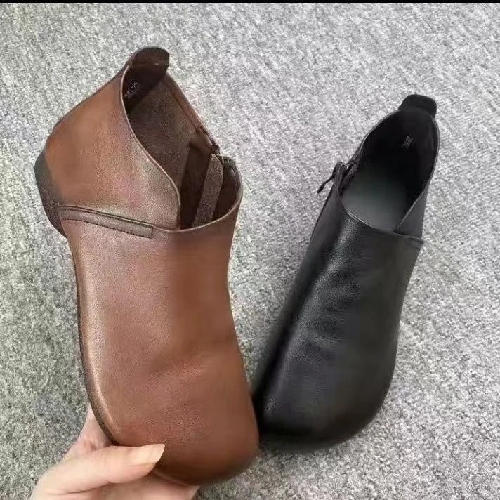 132棕色单断码清仓真皮短靴马丁靴