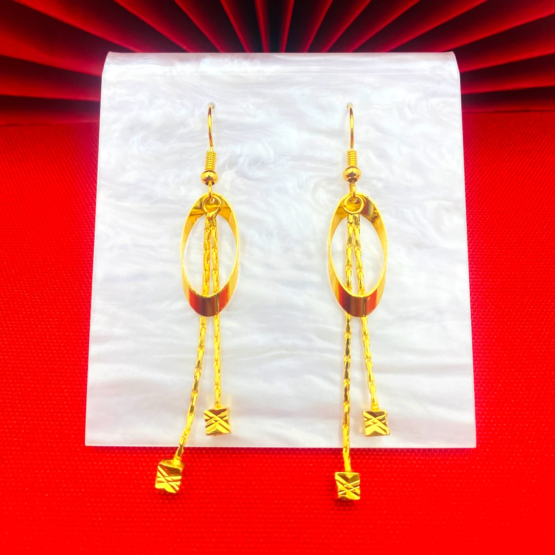 铜合金大理石耳饰 【魔方水滴耳环】精美气质流苏长款不掉色百搭