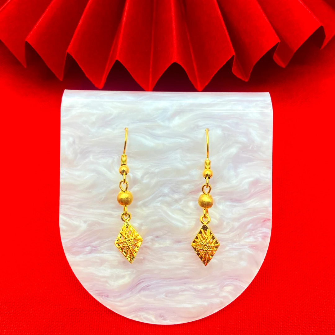 铜合金耳饰  【镂空菱形耳环】新中式饰品精美百搭耳坠不掉色耳饰