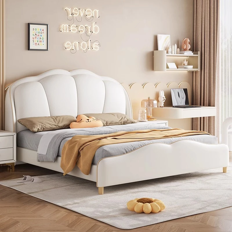 优得美【花瓣奶油风】顶好麦Q231#1.35米儿童床公主床青少年单人床