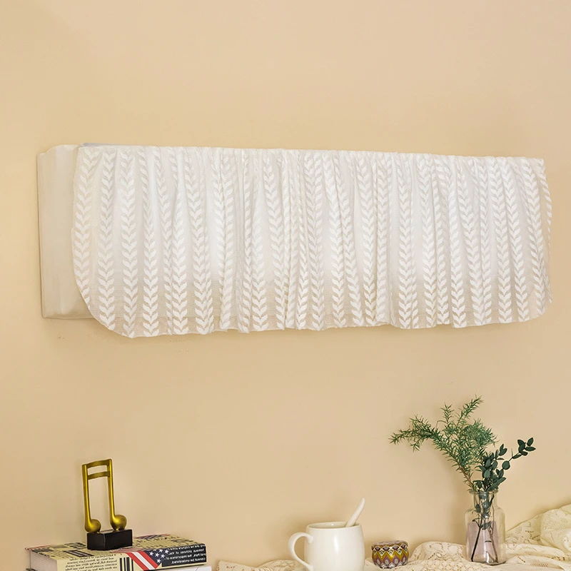 网红罩布白色空调罩挂机罩刺绣蕾丝全包防尘罩挂式空调罩简约家用