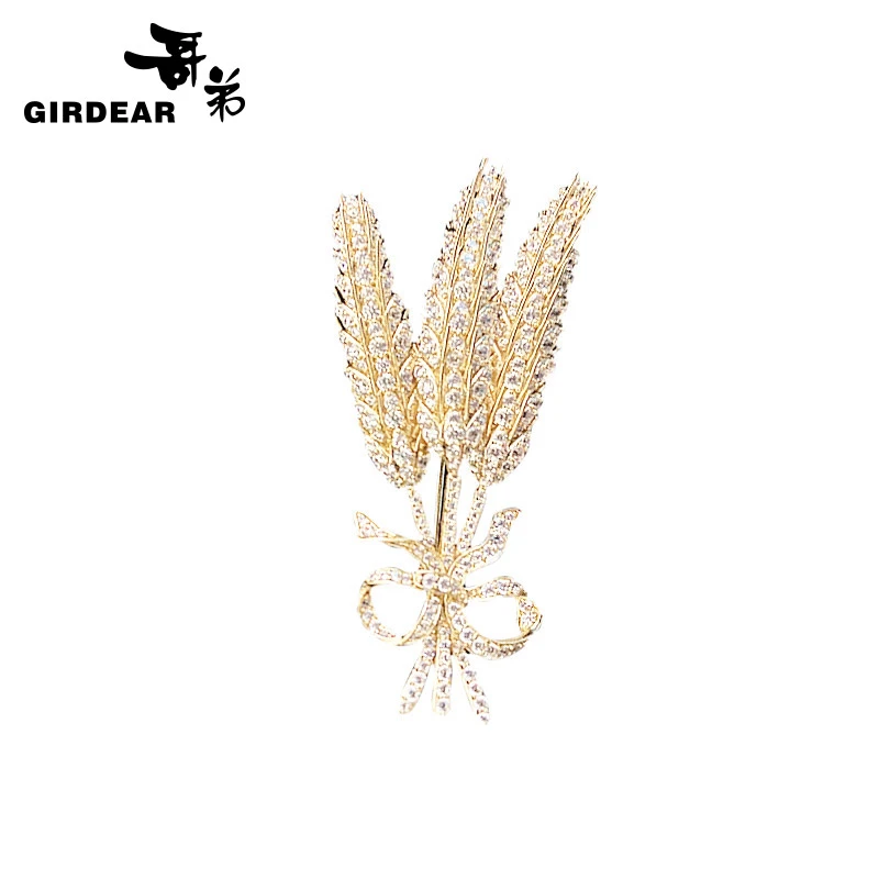 GIRDEAR/哥弟 非金属合成锆石胸针 时尚气质精致麦穗领针 1900393