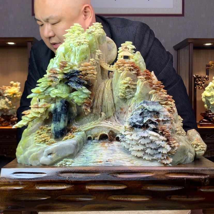 【闪购商品】蛇纹石玉摆件未镶嵌咏*