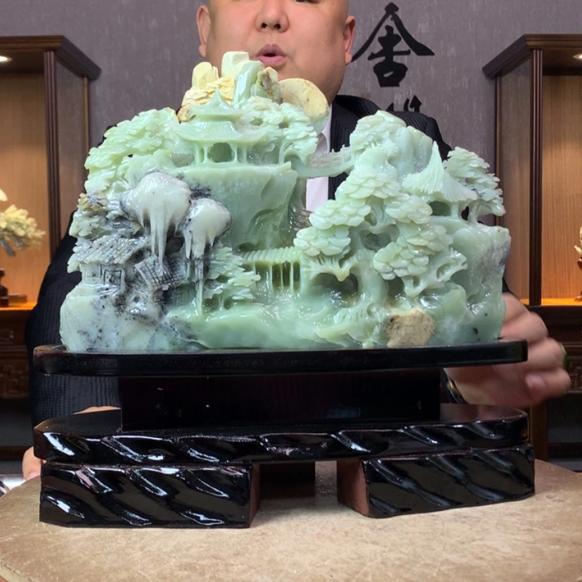 【闪购商品】蛇纹石玉摆件未镶嵌布*