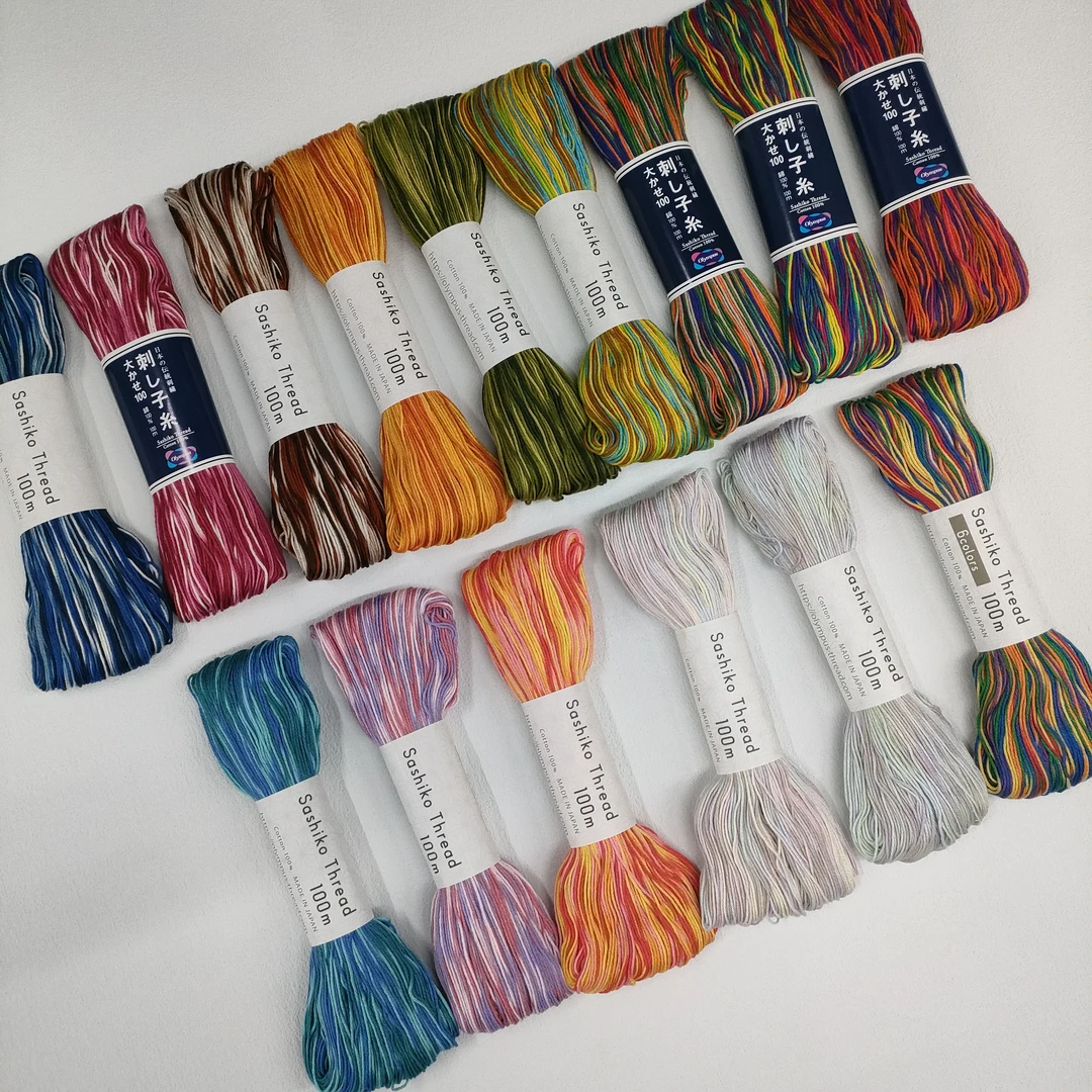 日本奥林巴斯刺子绣线 段染 常规6股 100米/支纯棉段染刺子线