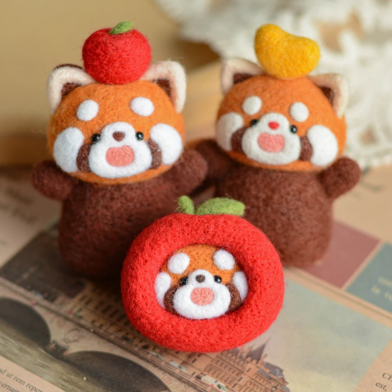 羊毛毡戳戳乐小熊猫减压手工diy 闺蜜情侣男女友钥匙扣挂件材料包